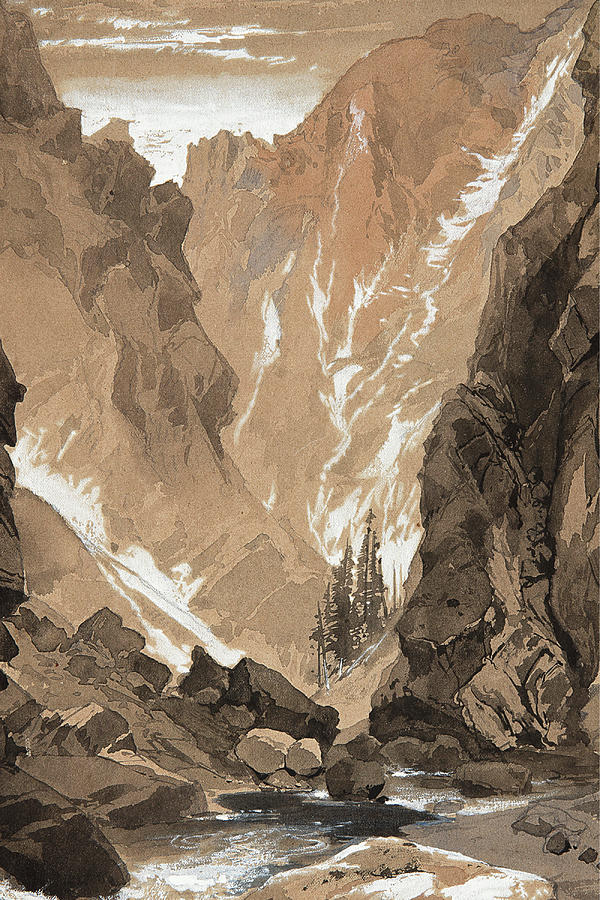 Toltec Gorge in Colorado by Thomas Moran 1881 Drawing by Thomas Moran