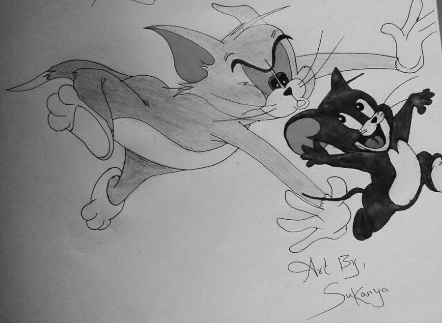 Tom  Jerry Pencil sketch  artwork by Manish Singh