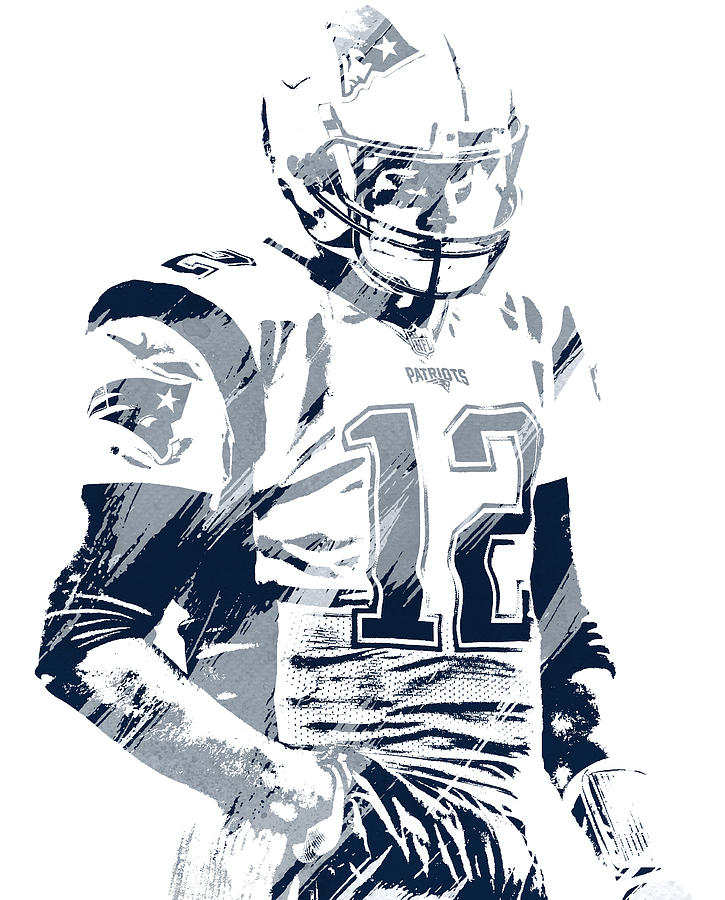 Tom Brady New England Patriots Watercolor Strokes Pixel Art Mixed