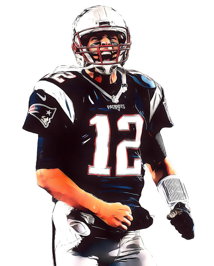 Tom Brady New England Patriots Watercolor Strokes Pixel Art 501 Mixed