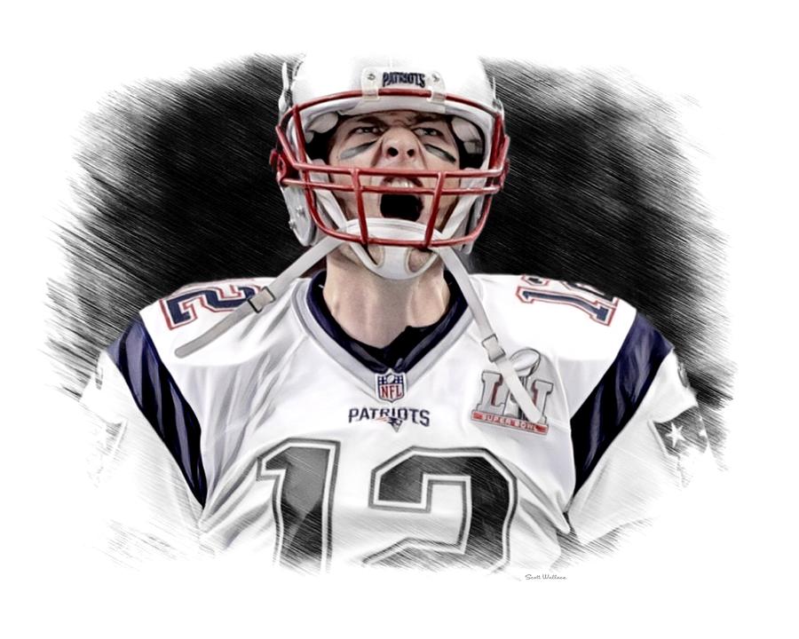 Easy Tom Brady Sketch Drawing with Realistic