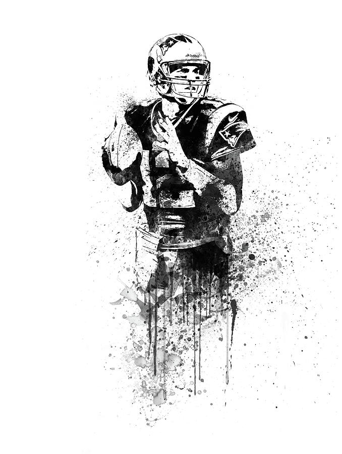 Tom Brady Mixed Media - Tom Brady Watercolor by Naxart Studio