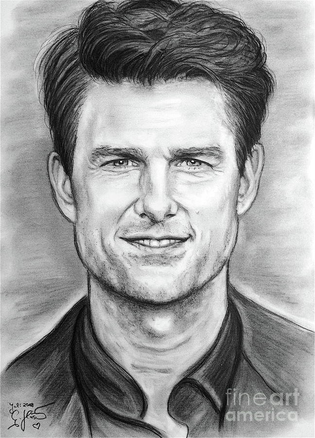 Tom Cruise Black And White Drawing