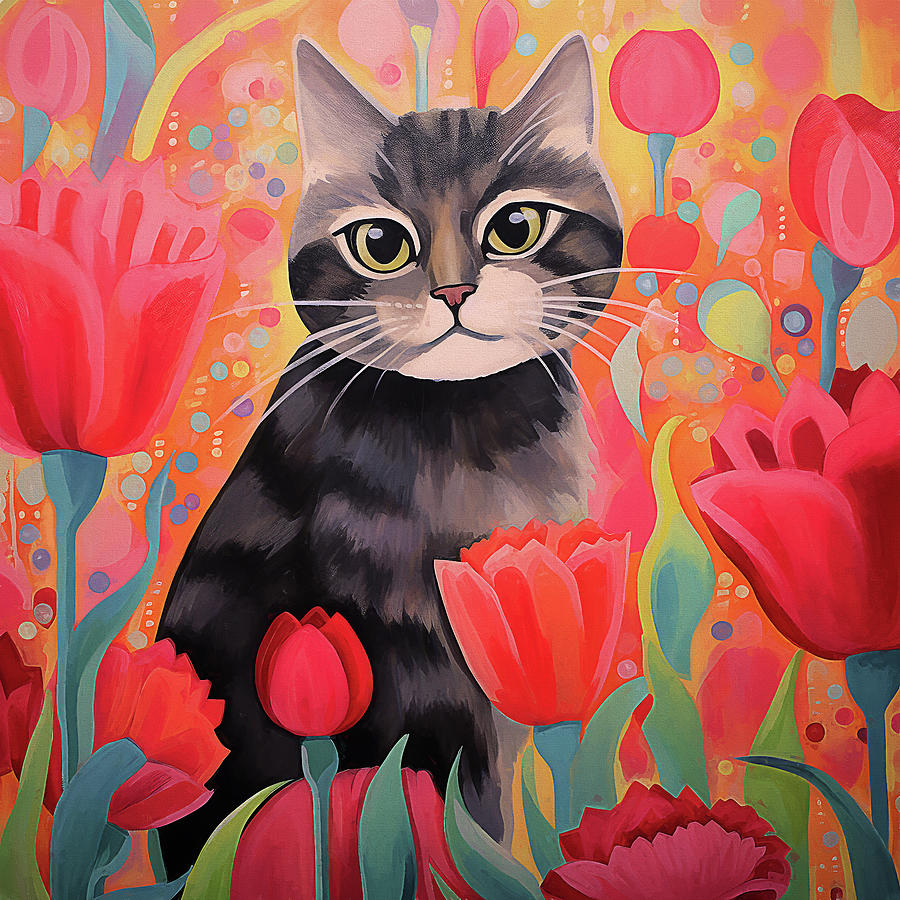 Tom in the Tulips Digital Art by Peggy Collins