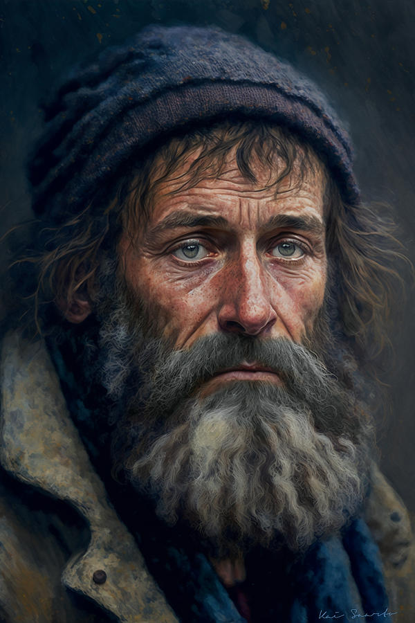 Tom - Portrait of a homeless man Digital Art by Kai Saarto