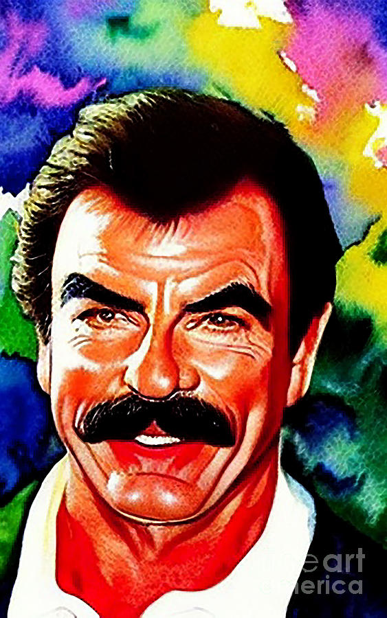 Tom Selleck Actor 1 Mixed Media By Lisa Von - Fine Art America