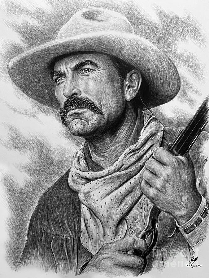 Tom Selleck Western icon Drawing by Andrew Read