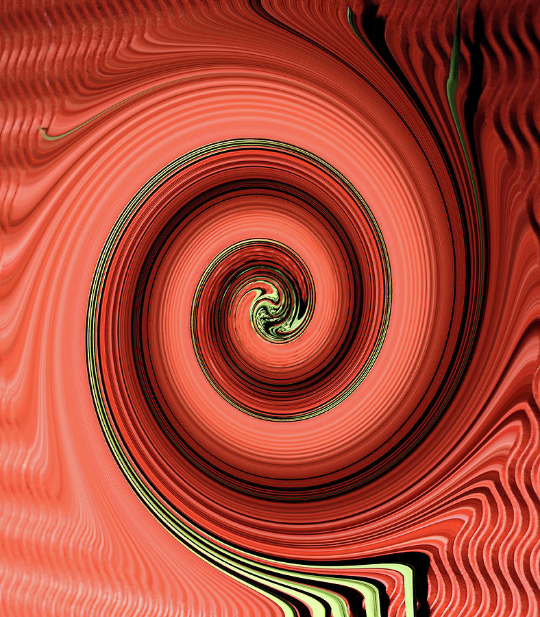  Abstract Red Spiral Digital Art by Tom Janca