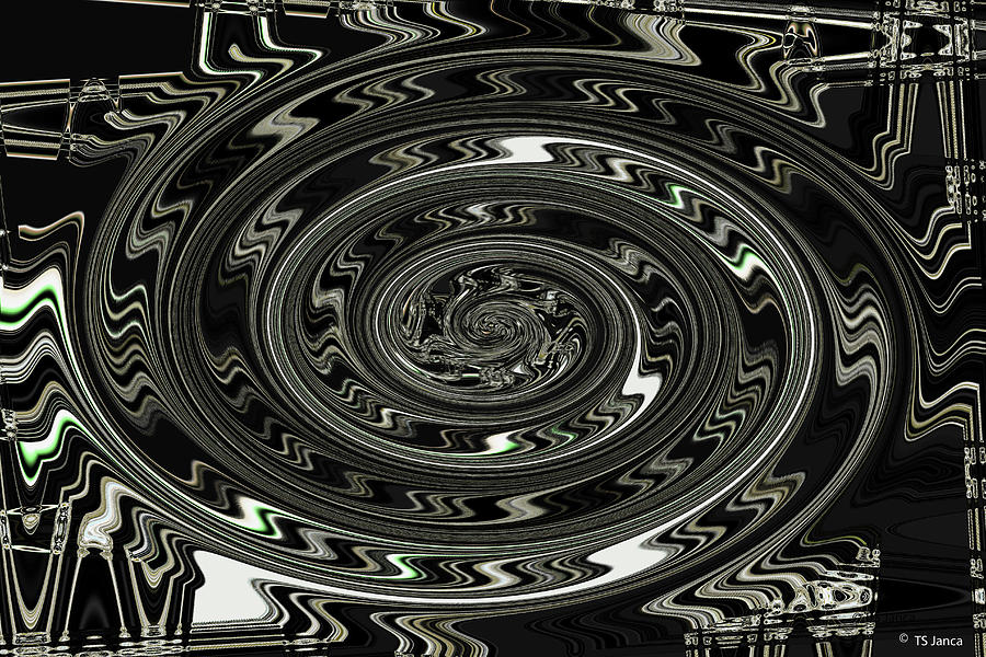 Tom Stanley Janca B and W Spiral Abstract, Digital Art by Tom Janca