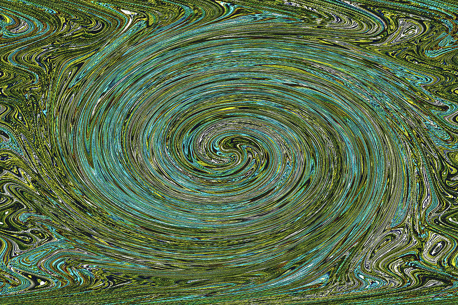 Tom Stanley Janca Green Yellow Blue Spiral Abstract #8564  Digital Art by Tom Janca