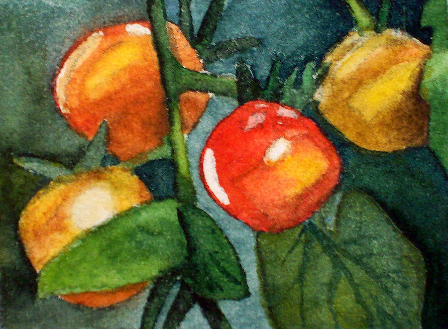 Tomato Branch by Anastasia Batkova Painting by Anastasia Batkova