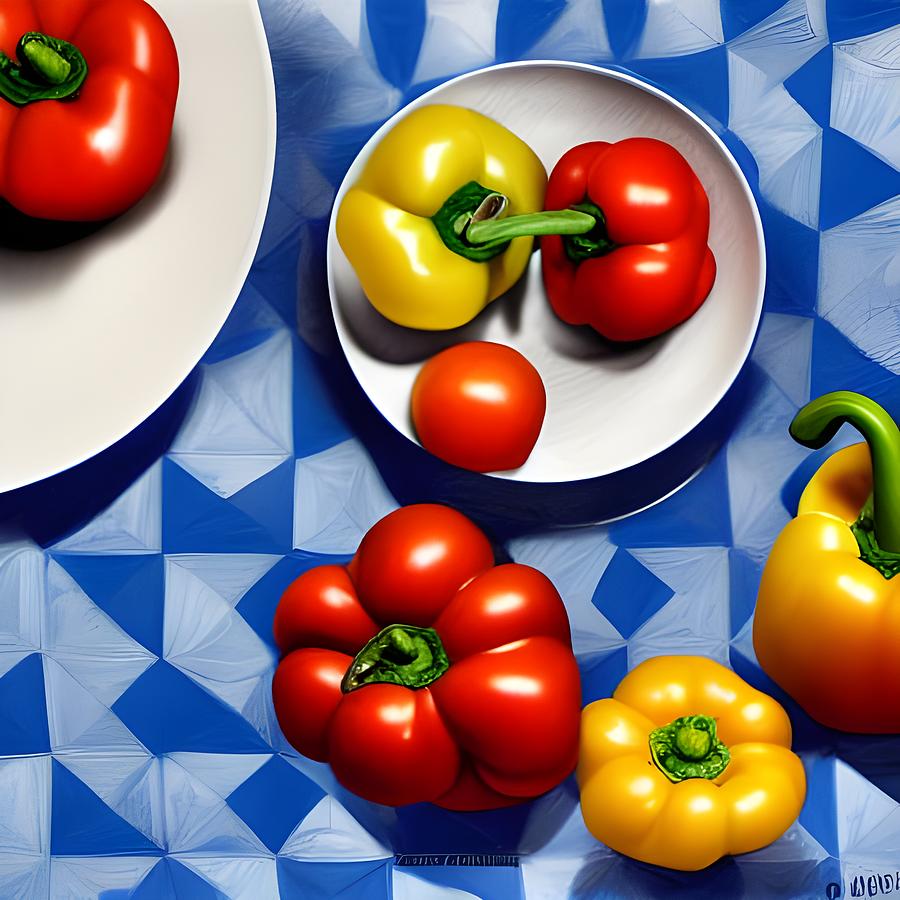 Tomatoes and Peppers Digital Art by Katrina Gunn