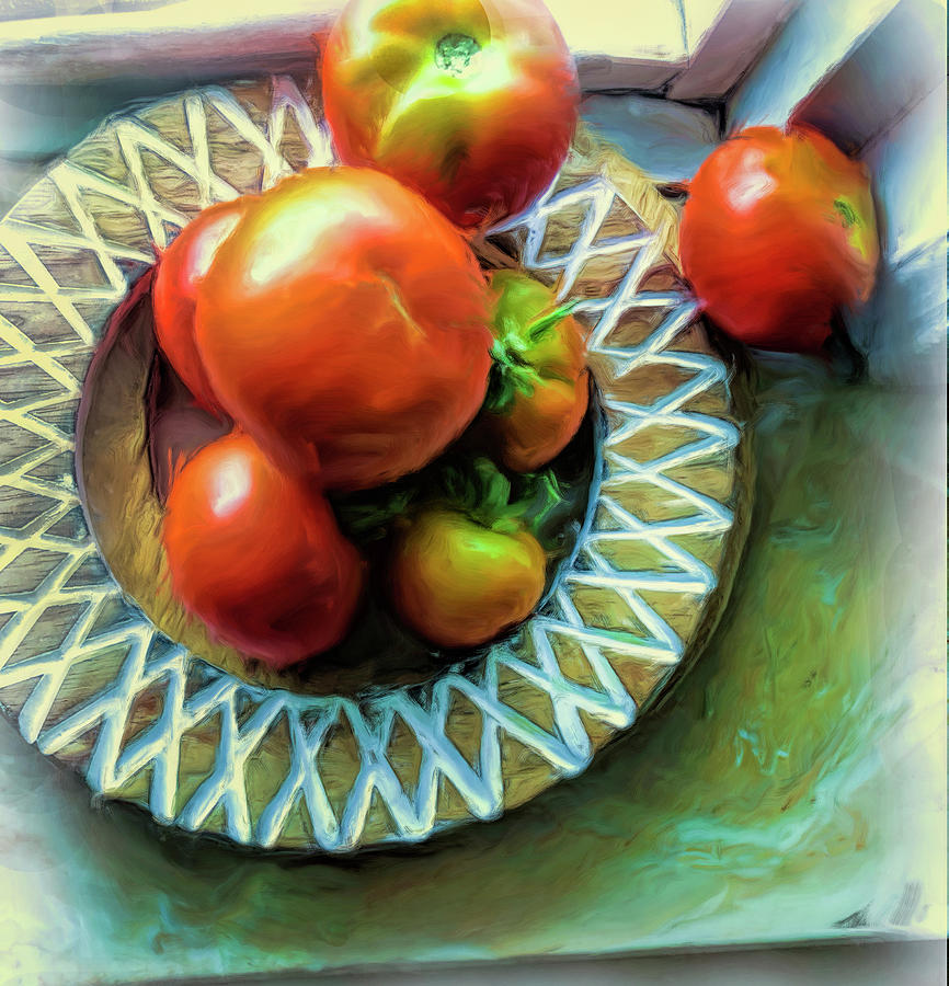 Tomatoes Ripening on a Window Sill Digital Art by Cordia Murphy