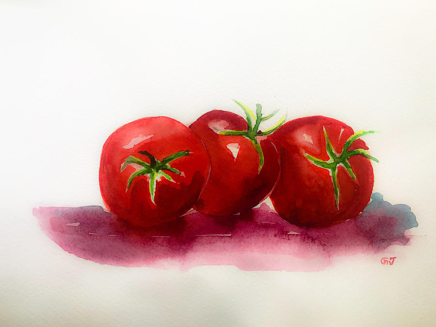 Tomatoes Watercolor Painting