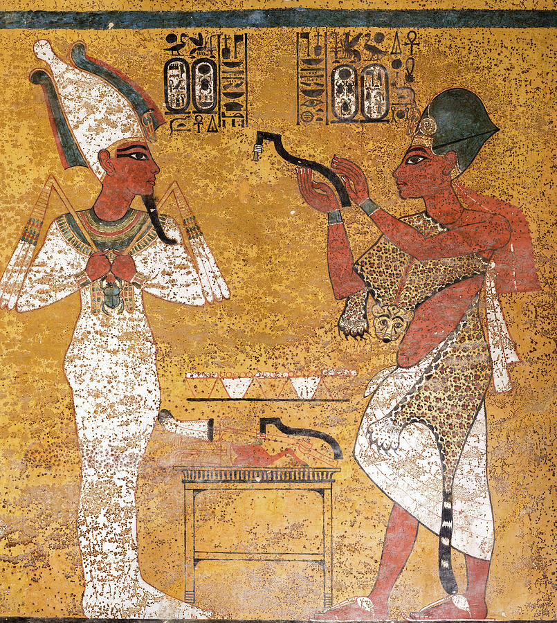 Tomb of Tutankhamun, Wall Decorations Painting by Egyptian History Pixels