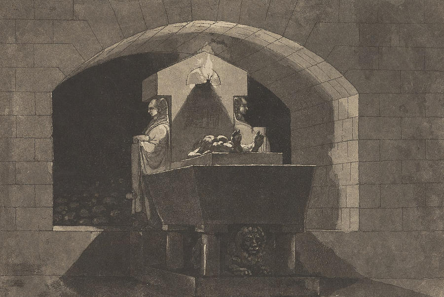 Tomb with Caryatids Relief by Louis Jean Desprez