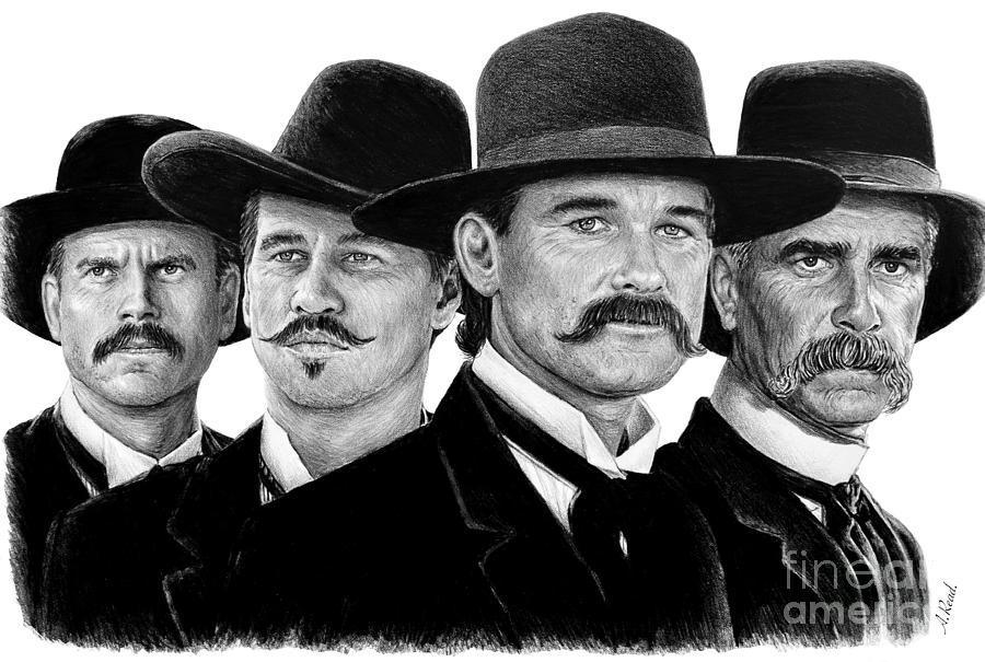 Tombstone bw version Drawing by Andrew Read