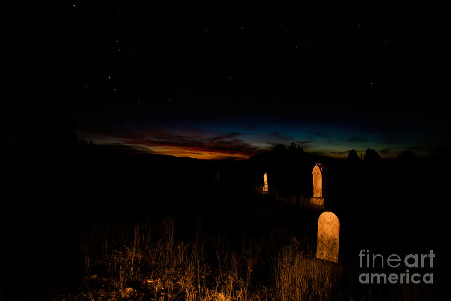 Tombstone Cemetery Twilight Photograph by JD Smith