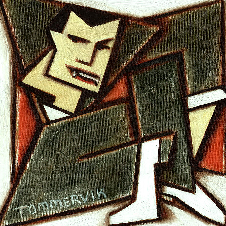 Tommervik Abstract Cubism Count Dracula Art Print Painting by Tommervik
