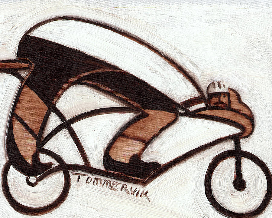 Cycling Painting - Tommervik Abstract Cyclist Resting Art Print by Tommervik Cycling Painting - Tommervik Abstract Cyclist Resting Art Print by Tommervik