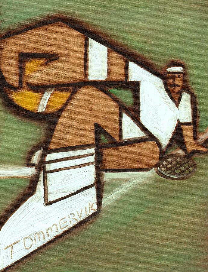 Tommervik Old School Tennis Player Painting  Painting by Tommervik