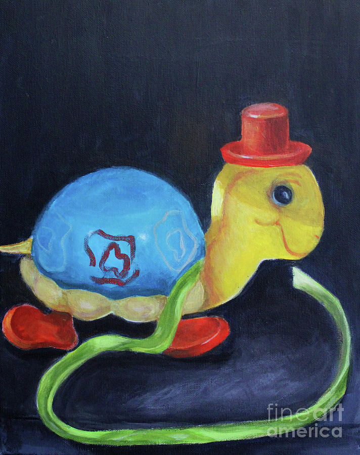 Tommy the Turtle Toy Painting by Dr Debra Stewart