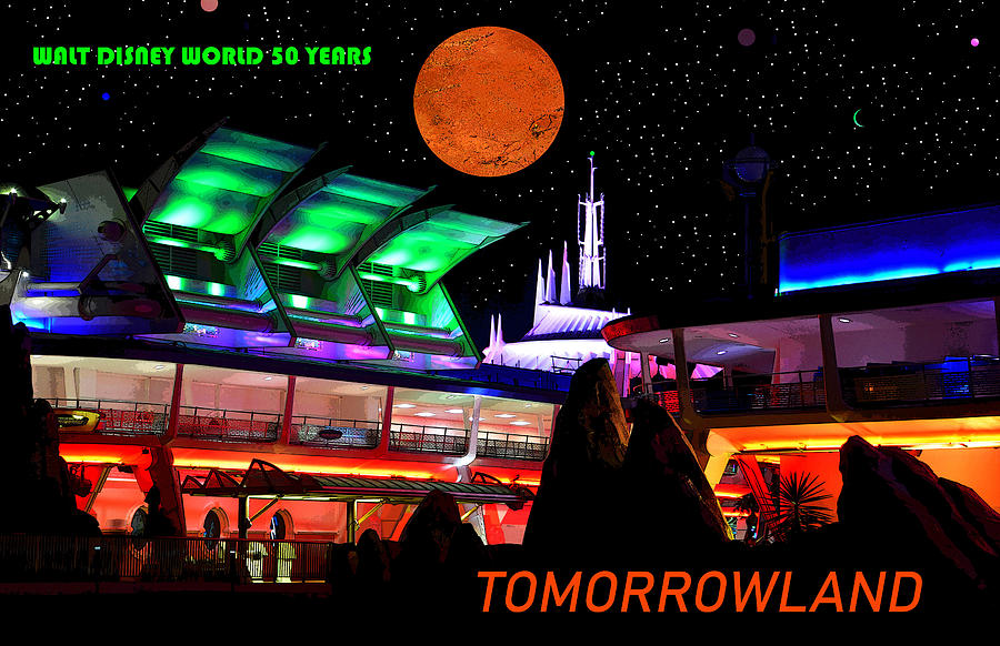 Tomorrowland 50 years poster art A Mixed Media by David Lee Thompson