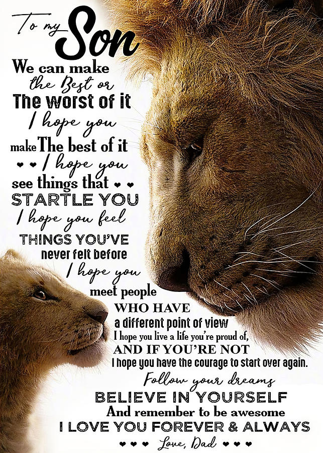 Tomyson POSTER TO MY SON LION WE CAN Digital Art by Gambrel Temple ...