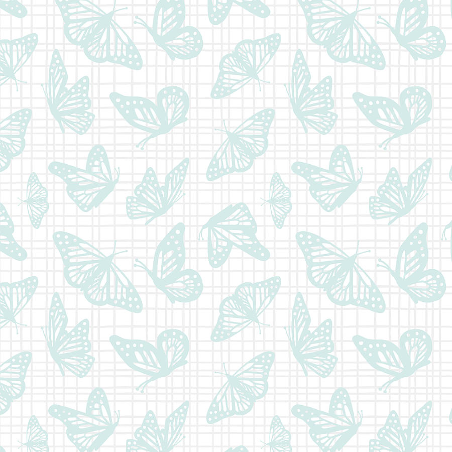 Tonal Blue Butterfly Pattern Painting by Jen Montgomery