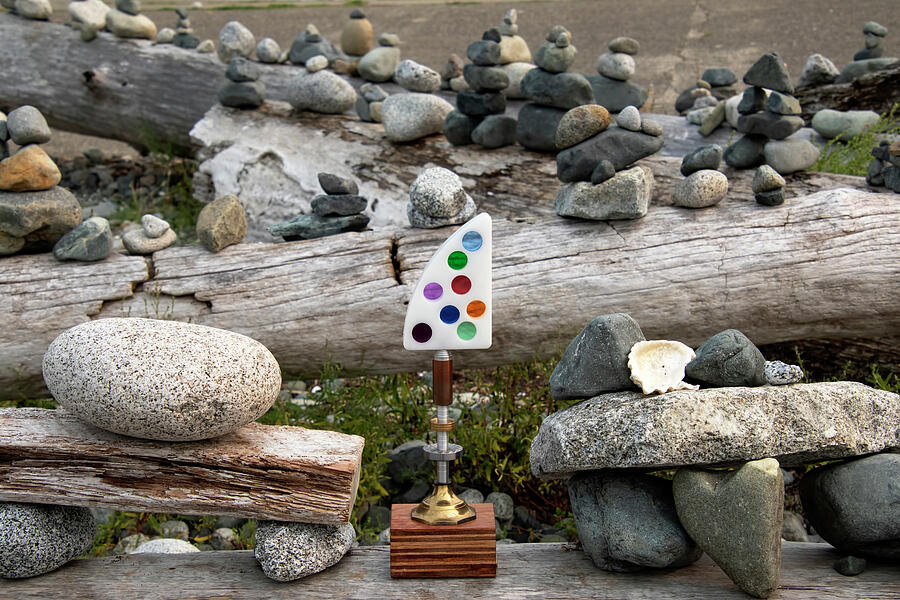 Tony Award and Rock Cairns - Parksville BC Photograph by Peggy Collins