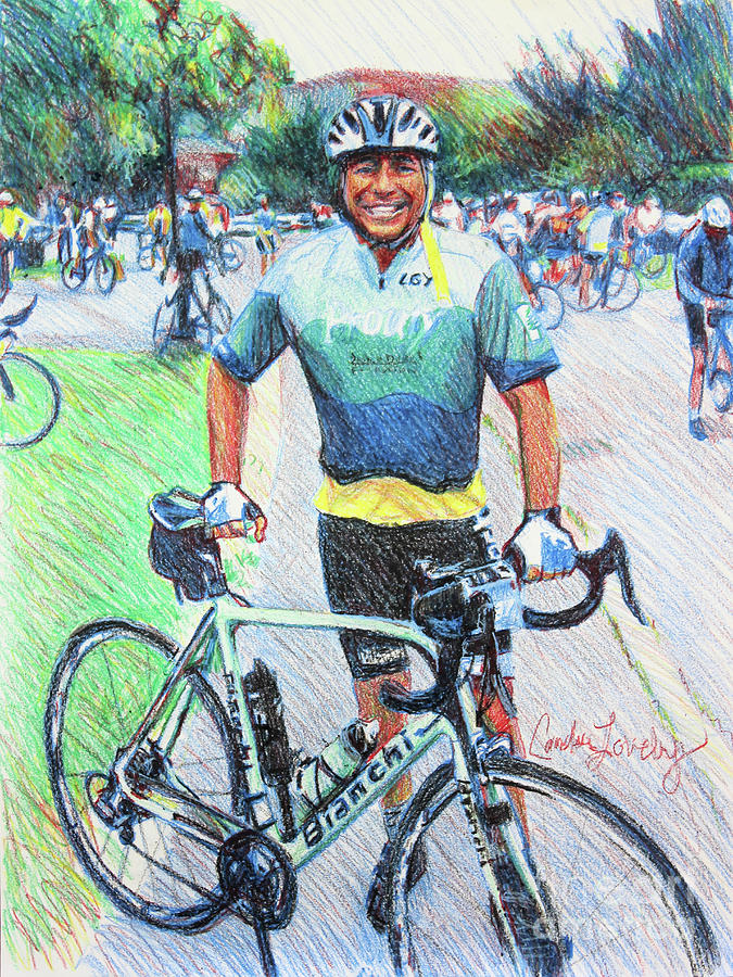 Tony Riding for Charity Drawing by Candace Lovely