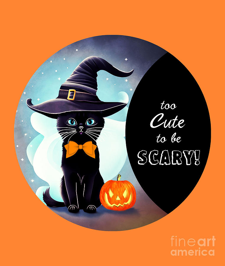 Halloween Digital Art - Too Cute To Be Scary Black Cat by Two Hivelys