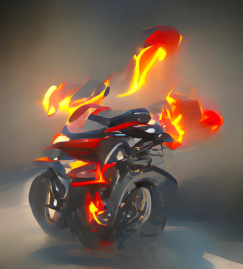 Too Hot To Handle Abstract Motorcycle Digital Art by Floyd Snyder