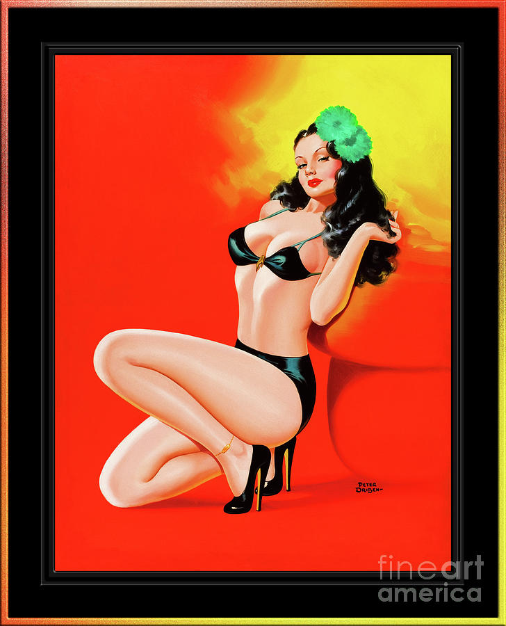 Too Hot To Touch by Peter Driben Vintage Pin-Up Girl Art Painting by Rolando Burbon