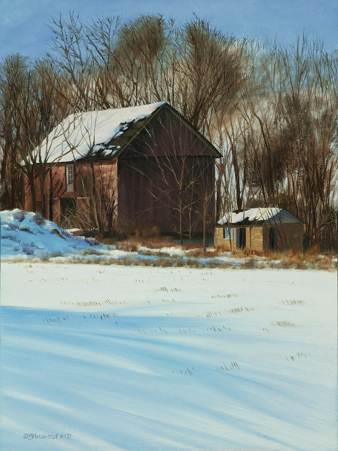 Winter Painting - Too Late to Lock the Barn Doors  by Bill Finewood