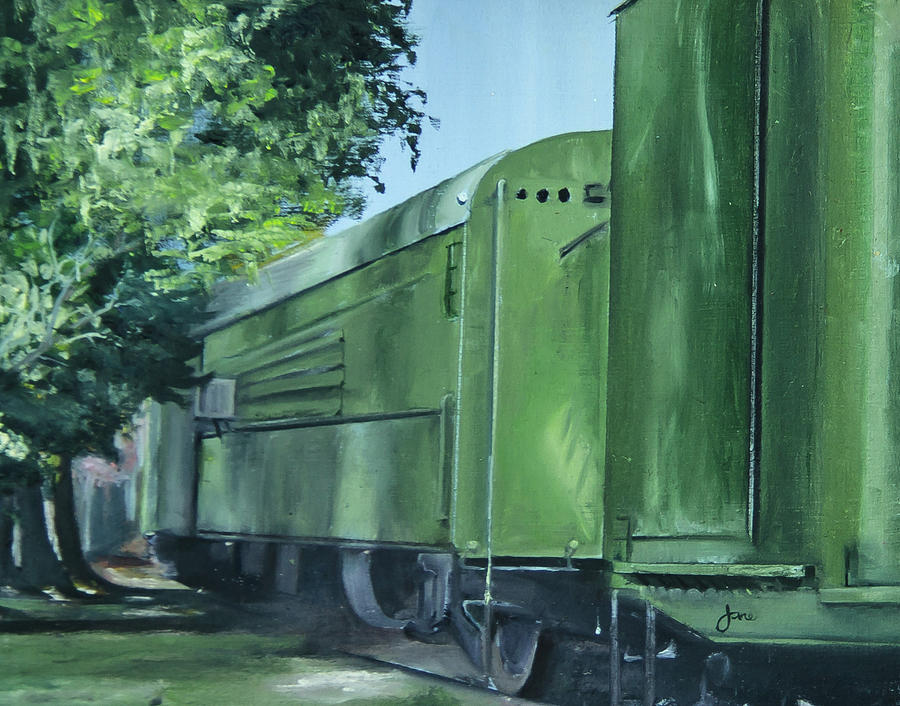 Tooele Train Yard - Passenger Cars  Painting by Nila Jane Autry