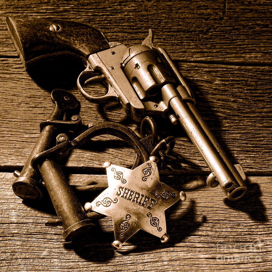 Tools of Western Justice - Sepia Photograph by American West Legend Tools of Western Justice - Sepia Photograph by American West Legend