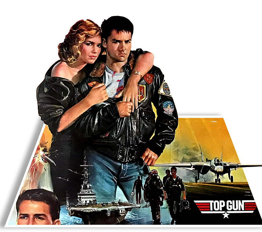 Tom Cruise Mixed Media - Top Gun, 1986 - 3D movie poster by Movie World Posters
