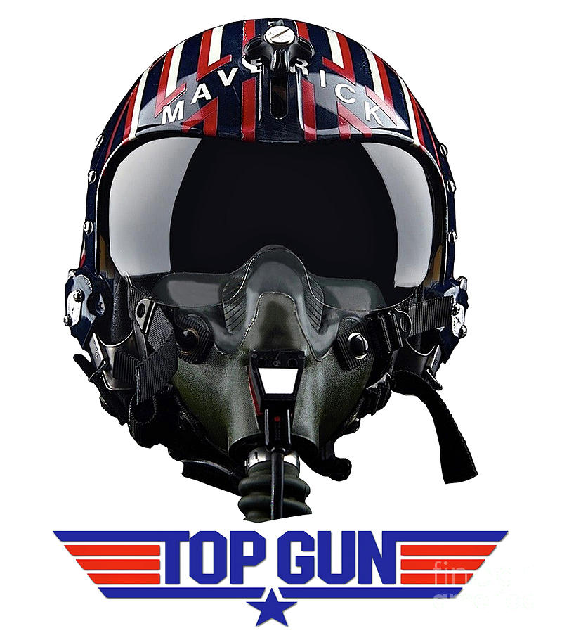 Top Gun, Maverick, Tom Cruise, Motorcycle Helmet, White Background by Thoma...