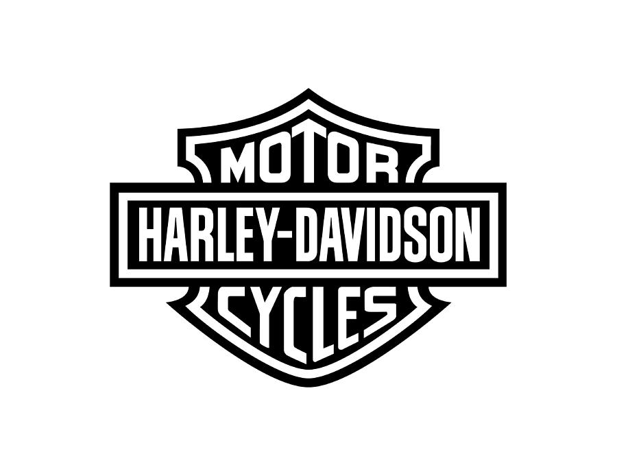 Top Harley Davidson Logo-black And White Design Digital Art by Geek FineArt