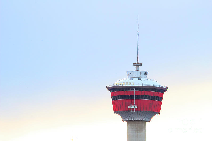Architecture Photograph - Top of Calgary Tower on a Blue Sky by Marvin Samuel TOLENTINO-PINEDA
