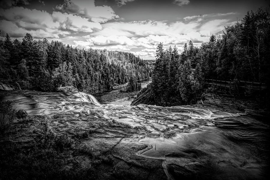 Black And White Photograph - Top of Kakabeka Falls, Ontario, BW by John Twynam
