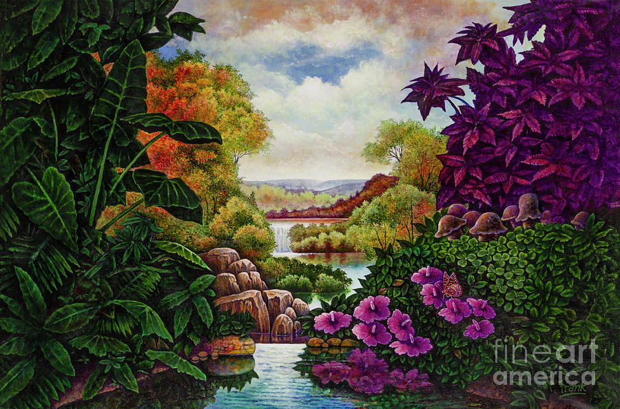 Top of the Falls Painting by Michael Frank