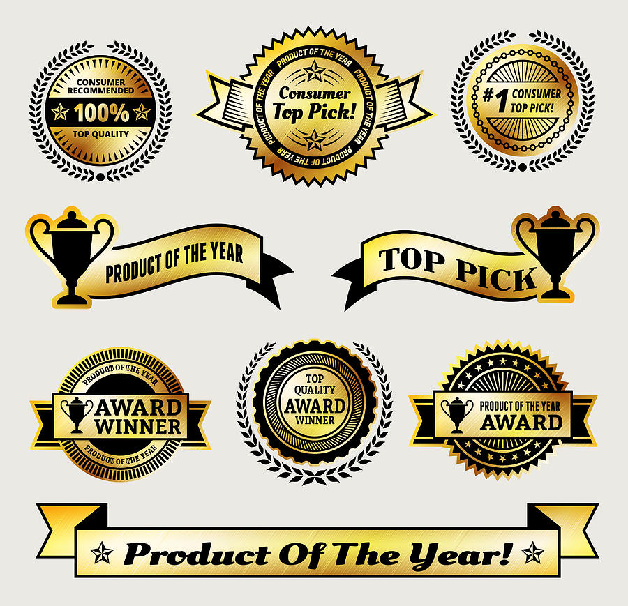 Top Pick Award Winner Gold royalty free vector icon set Drawing by Bubaone