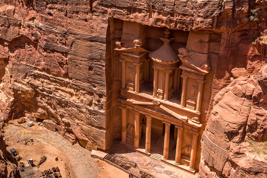 Top view of Al-Khazneh of Petra in Jordan Photograph by Kitti Boonnitrod