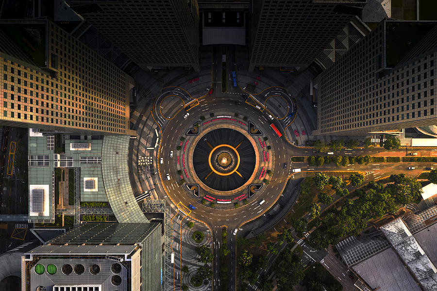 Top view of the Singapore landmark financial business district with skyscraper. Fountain of Wealth at Suntec city in Singapore Photograph by Ratnakorn Piyasirisorost