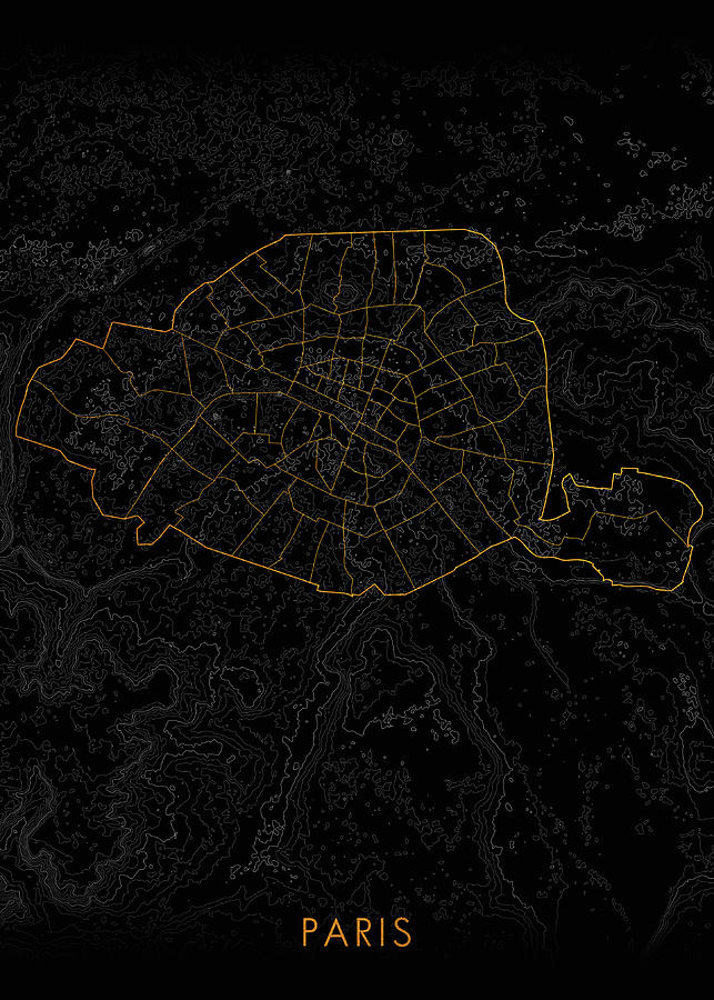 Topographic Map PARIS Digital Art by Gambrel Temple - Fine Art America