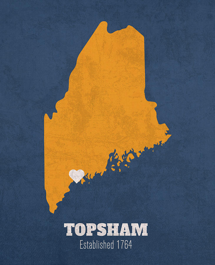 Topsham Maine City Map Founded 1764 University of Southern Maine Color 