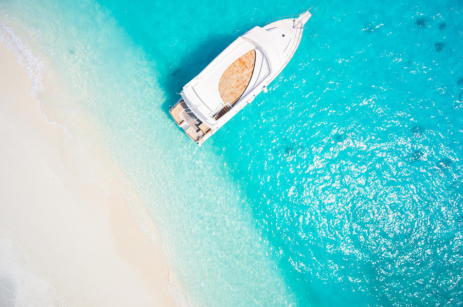 Topview Yacht In Tropical Lagoon Photograph by Amriphoto