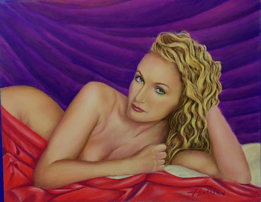 Nude Pastel - Tori With Red Drape by John Entrekin Nude Pastel - Tori With Red Drape by John Entrekin